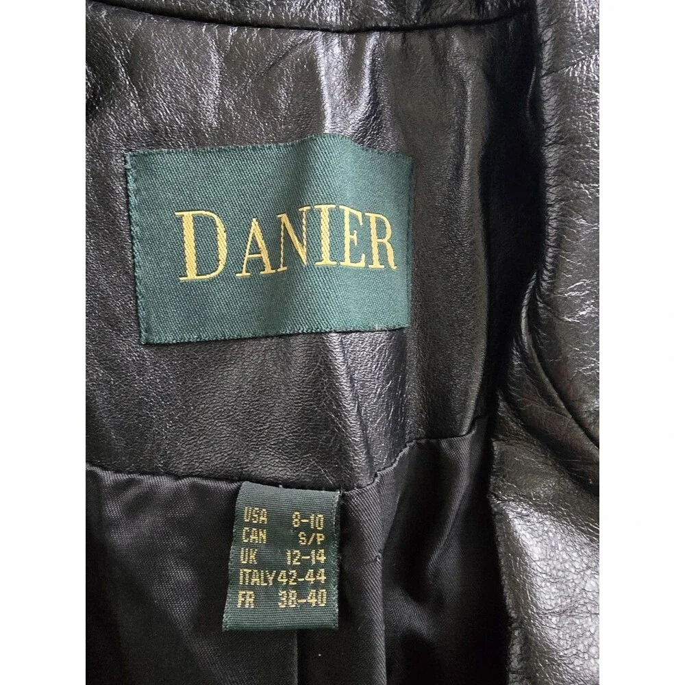 Danier Black Genuine Leather Blazer Jacket Women's Size 8-10 (M) Tailored Notch